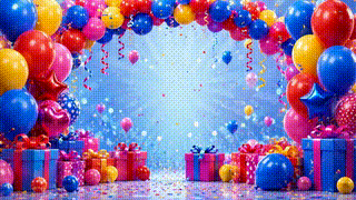 Balloon and Confetti Burst
