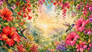 Hummingbird Hibiscus Garden