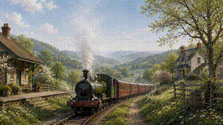Vintage Steam Train in Countryside