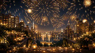 Rooftop Gold Fireworks