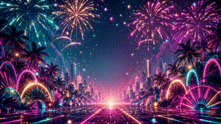 Neon Nostalgia Fireworks