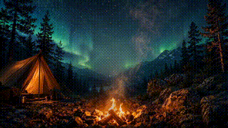Campfire Mountain Night