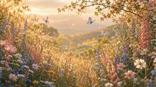 Iridescent Butterfly Meadow