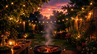 BBQ Back Yard Dusk