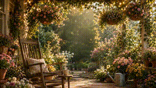 Cozy Porch Garden Morning