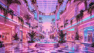 Vaporwave Mall Atrium